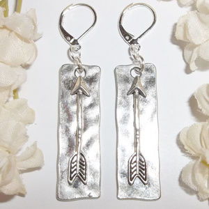 Silver Arrow Earrings Southwestern Statement Jewelry Western Wear Set Pair 4774